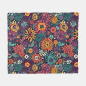 花柄の花束カラフル フリースブランケット (正面(横))