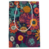 花柄の花束カラフル ミディアムペーパーバッグ (正面)