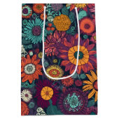 花柄の花束カラフル ミディアムペーパーバッグ (裏面)