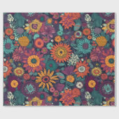 花柄の花束カラフル ラッピングペーパー (フラット)