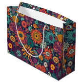 花柄の花束カラフル ラージペーパーバッグ (裏面アングル)