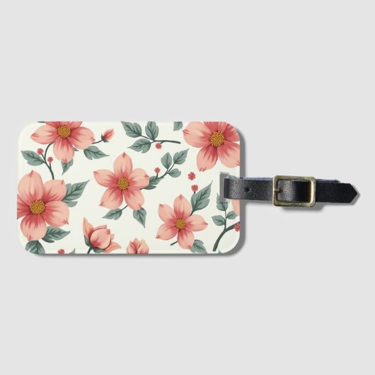 花柄の荷札 ラゲッジタグ (正面横)