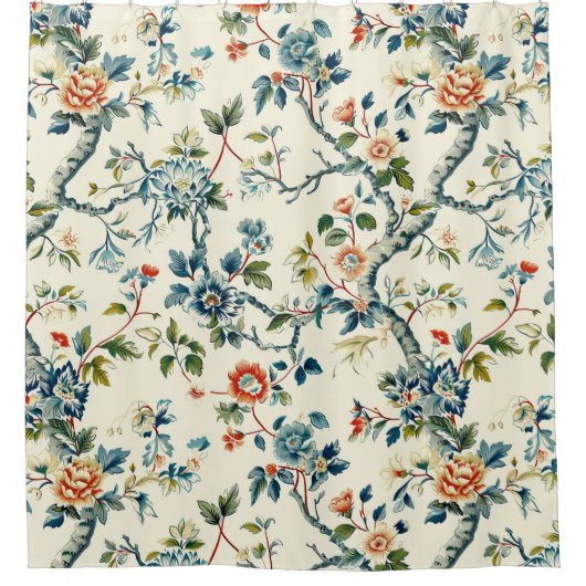 花柄の装飾的な目を引くtouch シャワーカーテン (正面)