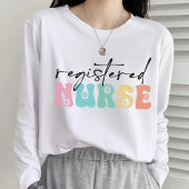 花柄の認定看護師用Tシャツ、看護師卒業記念ギフト Tシャツ