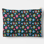 花柄の象(青パーソナライズされた) アクセサリーポーチ (裏面)