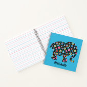 花柄の象(青パーソナライズされた) ノートブック (内部)