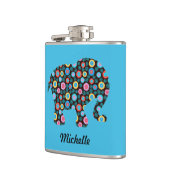 花柄の象(青パーソナライズされた) フラスク (左)