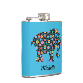 花柄の象(青パーソナライズされた) フラスク (右)