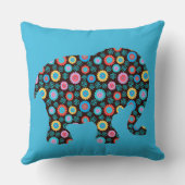 花柄の象(青) クッション (裏面)