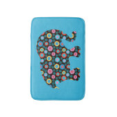 花柄の象（青） バスマット (正面縦)