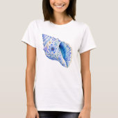 花柄の貝殻アート Tシャツ (正面)