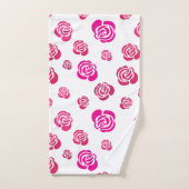 花柄の赤いピンクとマゼンタのバラ バスタオルセット (ハンドタオル)