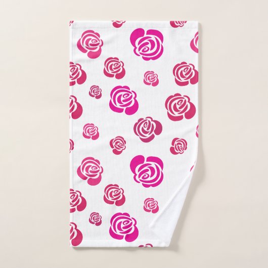 花柄の赤いピンクとマゼンタのバラ バスタオルセット (ハンドタオル)