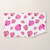 花柄の赤いピンクとマゼンタのバラ バスタオルセット (ハンドタオル)