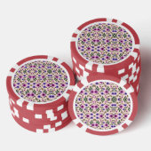 花柄の赤いポーカーチップ ポーカーチップ (積み重ね)