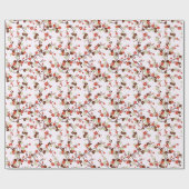 花柄の赤い小花の枝 ラッピングペーパー (フラット)