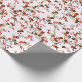 花柄の赤い小花の枝 ラッピングペーパー (角)