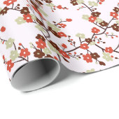 花柄の赤い小花の枝 ラッピングペーパー (ロールコーナー)