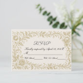 花柄の返信カード 出欠カード (スタンド正面)