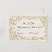 花柄の返信カード 出欠カード (正面/裏面)