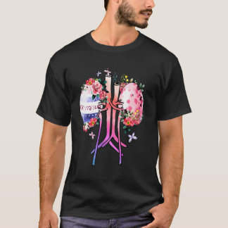 花柄の透析看護師 イースターエッグ 腎臓透析T Tシャツ