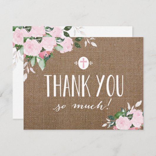 花柄の開花のバーラップの宗教サンキューカード サンキューカード (正面/裏面)