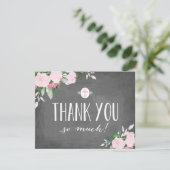 花柄の開花の黒板の宗教サンキューカード サンキューカード (スタンド正面)