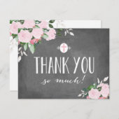 花柄の開花の黒板の宗教サンキューカード サンキューカード (正面/裏面)