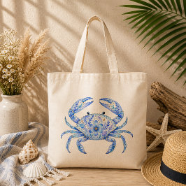 花柄の陶器 カニ トートバッグ