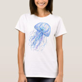花柄の陶芸アート クラゲ Tシャツ (正面)