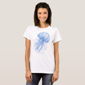 花柄の陶芸アート クラゲ Tシャツ (正面フル)