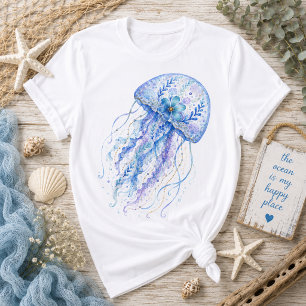 花柄の陶芸アート クラゲ  Tシャツ