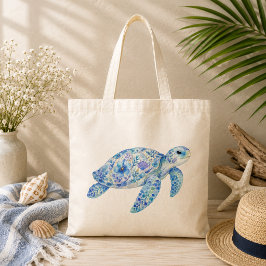 花柄の陶芸アート シータートル トートバッグ