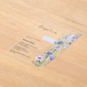 花柄の青いクロスの少年　清楚な洗礼式 アクリル招待状 (レイダウン)