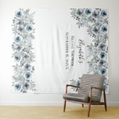 花柄の青い背景の写真プロップ 結婚前のお祝い タペストリー (インサイチュ(横))