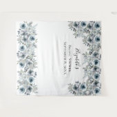 花柄の青い背景の写真プロップ 結婚前のお祝い タペストリー (正面(横))