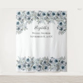 花柄の青い背景の写真プロップ 結婚前のお祝い タペストリー (正面)