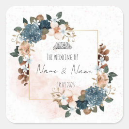 花柄の青とピンクの授乳用ステッカーお気に入り スクエアシール