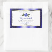 花柄の青と白の商品ラベル - キラキラ星 長方形シール (バッグ)