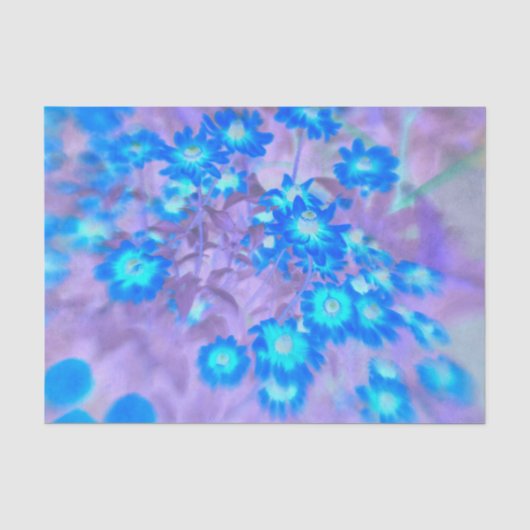 花柄の青紫色のファインアート デザイン コラージュ 薄葉紙 (正面)