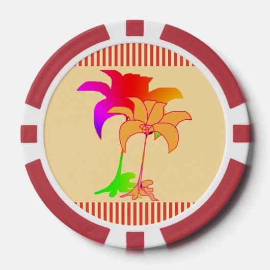 花柄の飾り ベージュ ポーカーチップ (正面)