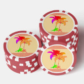 花柄の飾り ベージュ ポーカーチップ (積み重ね)