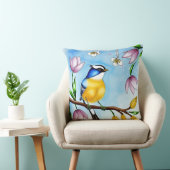 🕊️ 花柄の鳥のアクセントピロー 鳥好きへのギフト 🌺✨ クッション (椅子)