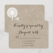 花柄の麻の返信カード 出欠カード (正面/裏面)