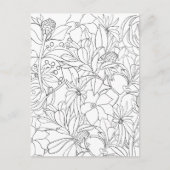 花柄の黒と白の庭 ポストカード (正面)