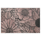 花柄の黒を引くばら色の金ゴールドの花および葉 ファブリック (ファットクウォーター)