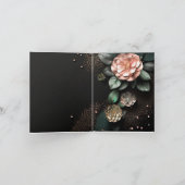 花柄の黒背景サプライズ誕生日パーティー 招待状 (内部)