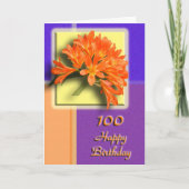花柄の100th誕生日のお祝いカード カード (正面)