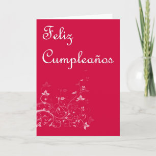 花柄のFeliz Cumpleañosのスペインのな誕生日 カード