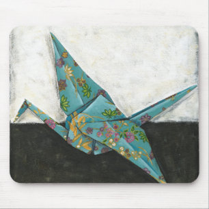 花柄のOrigamiクレーン マウスパッド